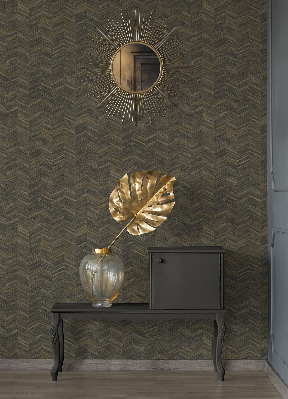 Advantage 2980-38309-7 Tatlin Brown Chevron Wallpaper