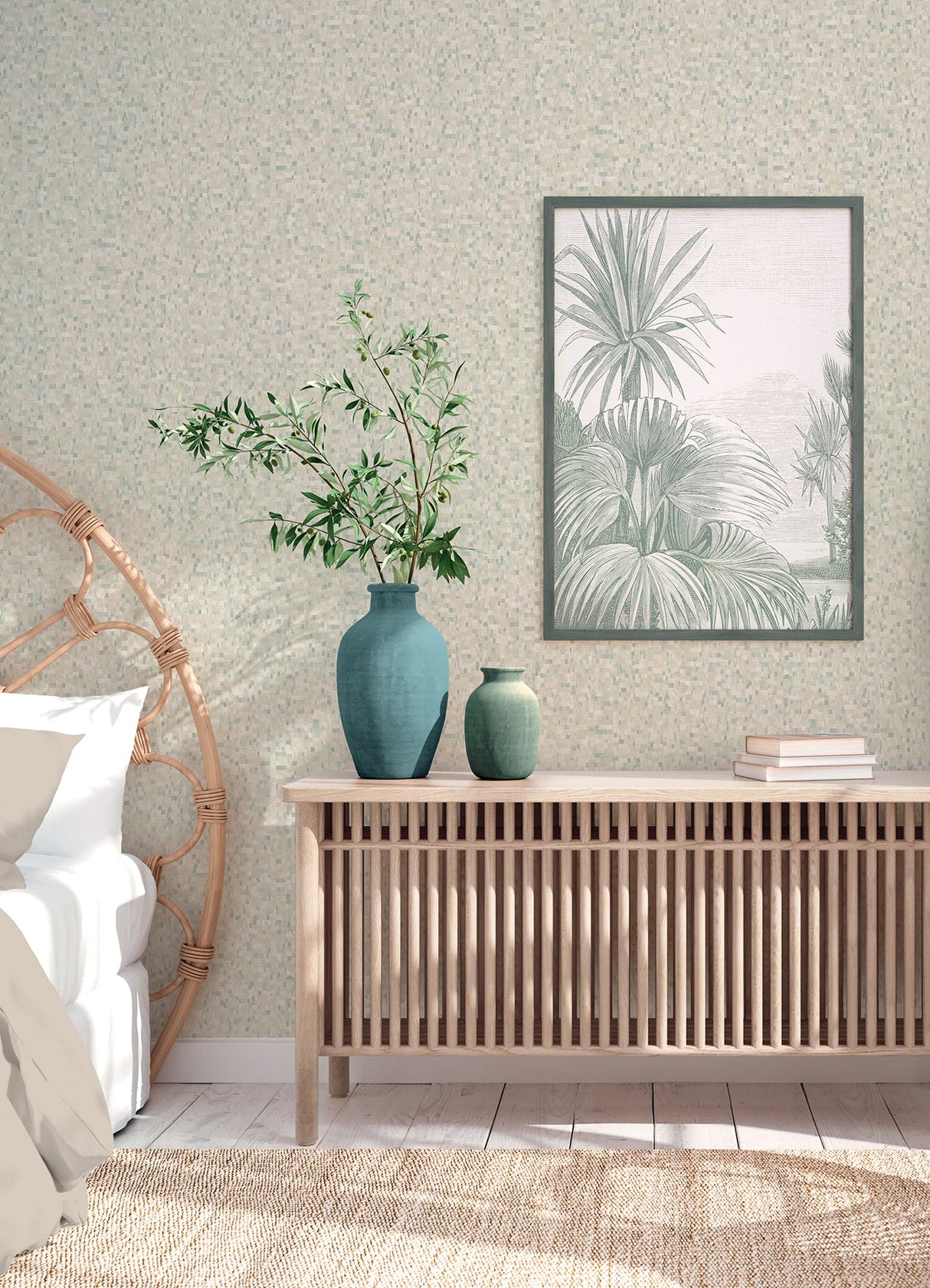 Advantage 2980-38593-1 Albers Teal Squares Wallpaper