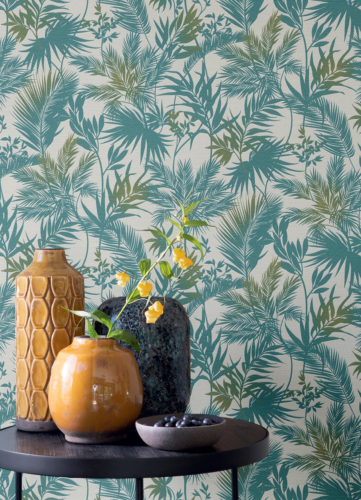 Advantage 2980-704112 Saura Teal Frond Wallpaper