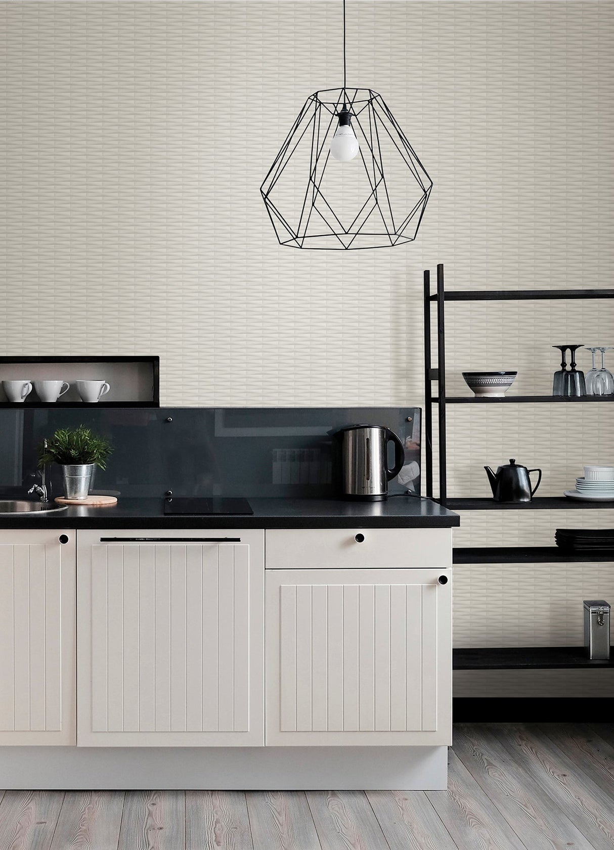 A-Street Prints 2988-70000 Gator White Geometric Stripe Wallpaper