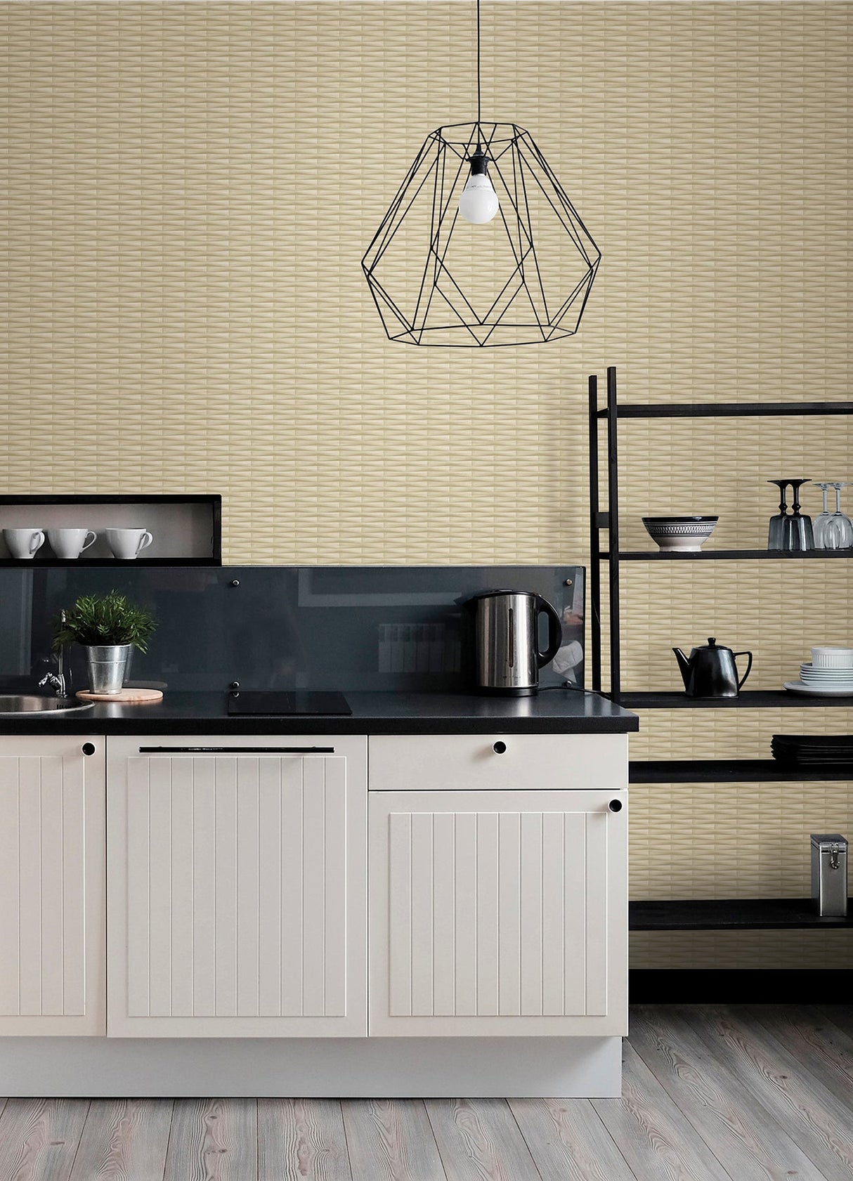 A-Street Prints 2988-70003 Gator Wheat Geometric Stripe Wallpaper