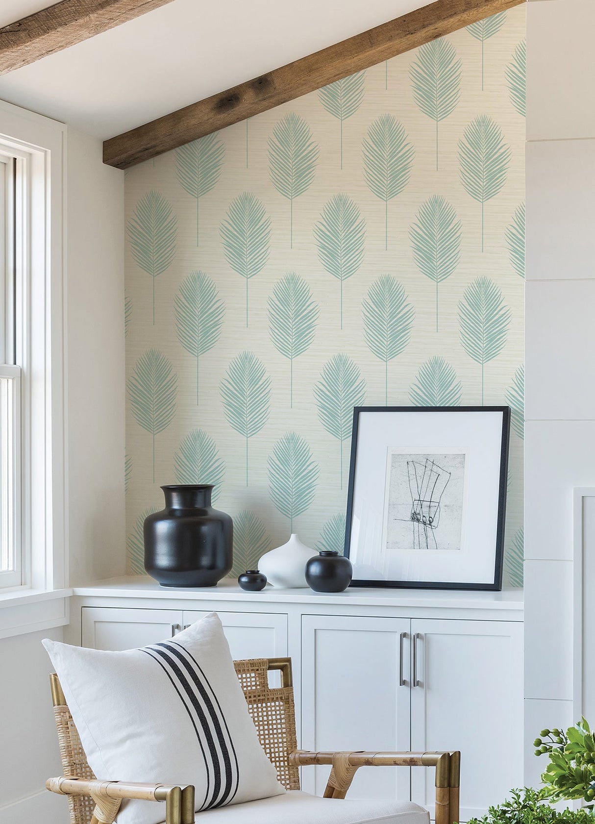 A-Street Prints 2988-70202 Bali Aqua Fern Wallpaper
