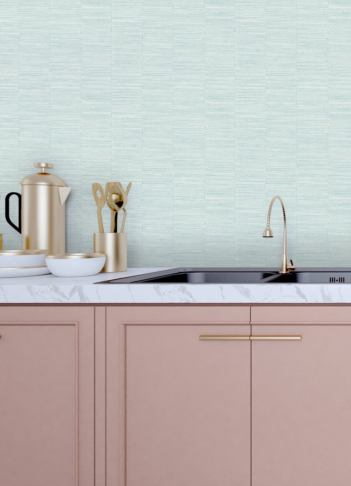 A-Street Prints 2988-70604 Jenga Aqua Striped Column Wallpaper