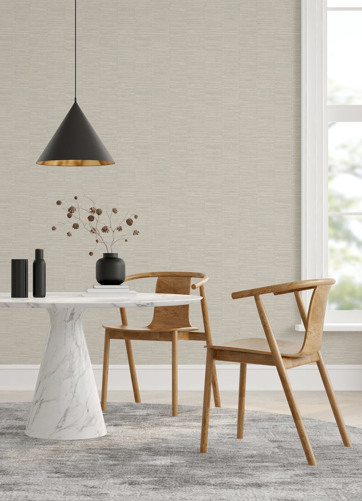 A-Street Prints 2988-70605 Jenga Light Grey Striped Column Wallpaper