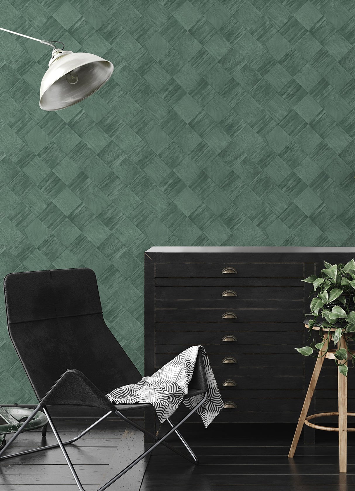 A-Street Prints 2988-70804 Thriller Green Wood Tile Wallpaper