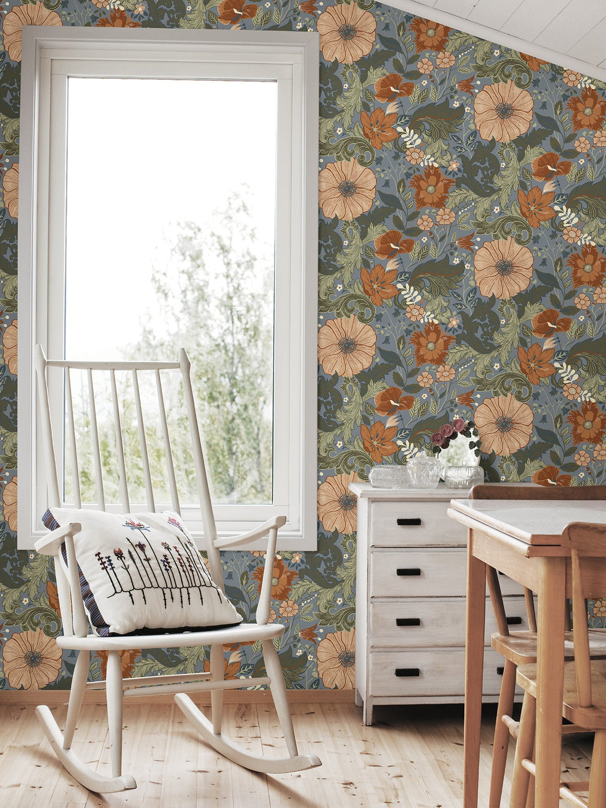 A-Street Prints 2999-13108 Victoria Blue Floral Nouveau Wallpaper