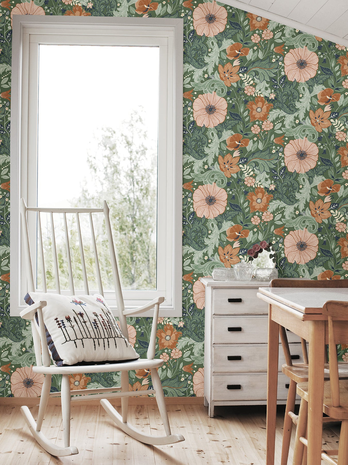 A-Street Prints 2999-13109 Victoria Green Floral Nouveau Wallpaper