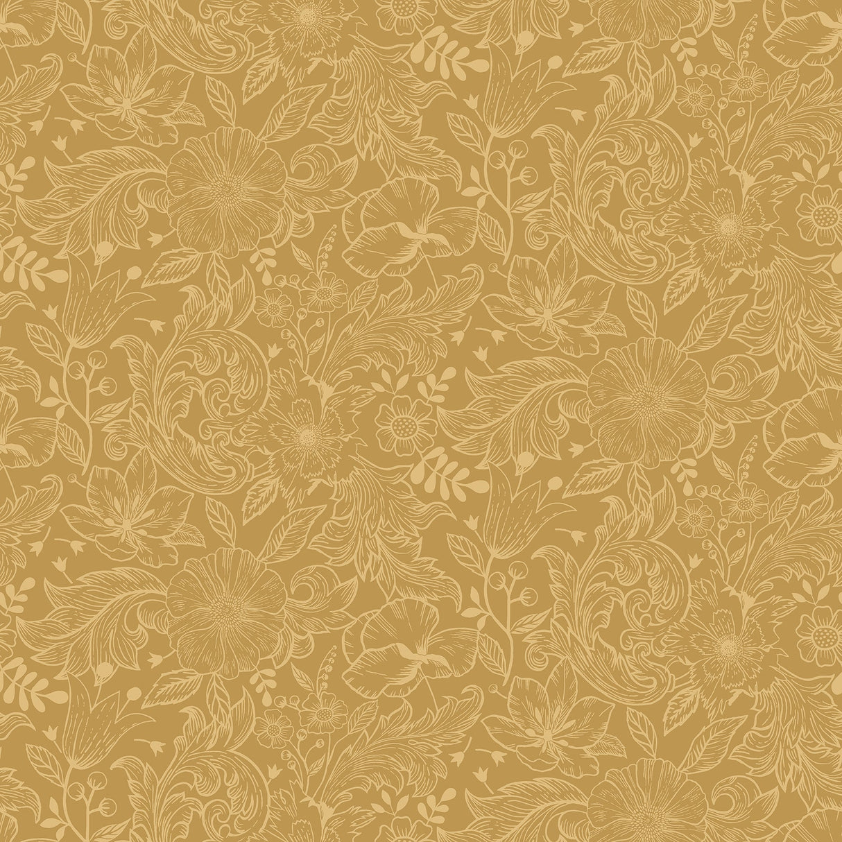 A-Street Prints 2999-13127 Wilma Yellow Floral Block Print Wallpaper