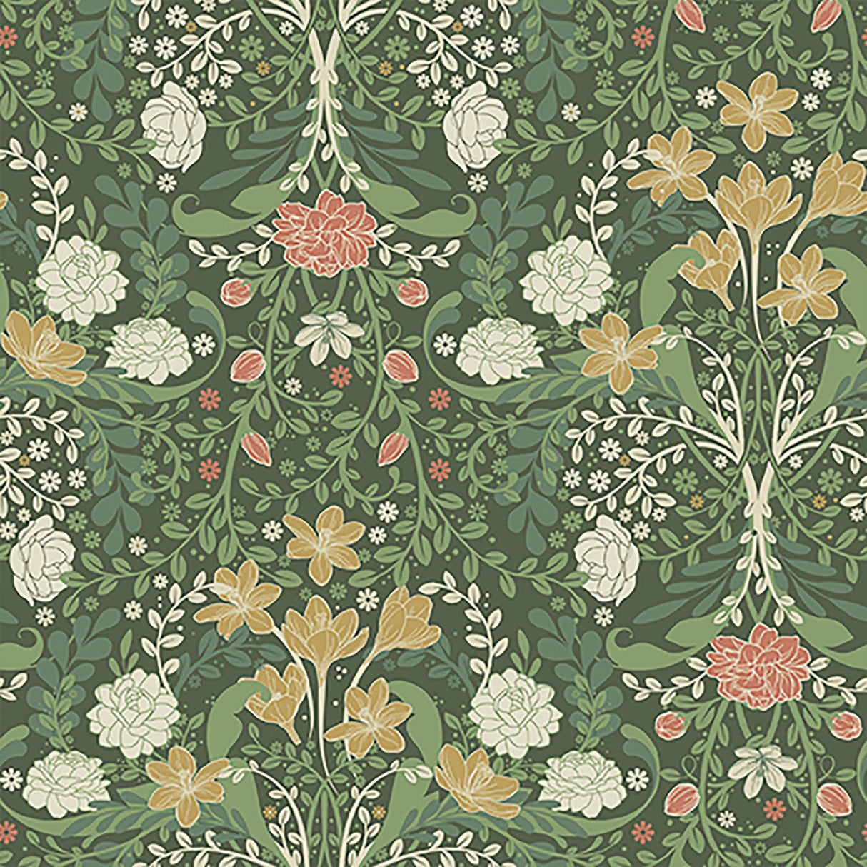 A-Street Prints 2999-24102 Froso Green Garden Damask Wallpaper