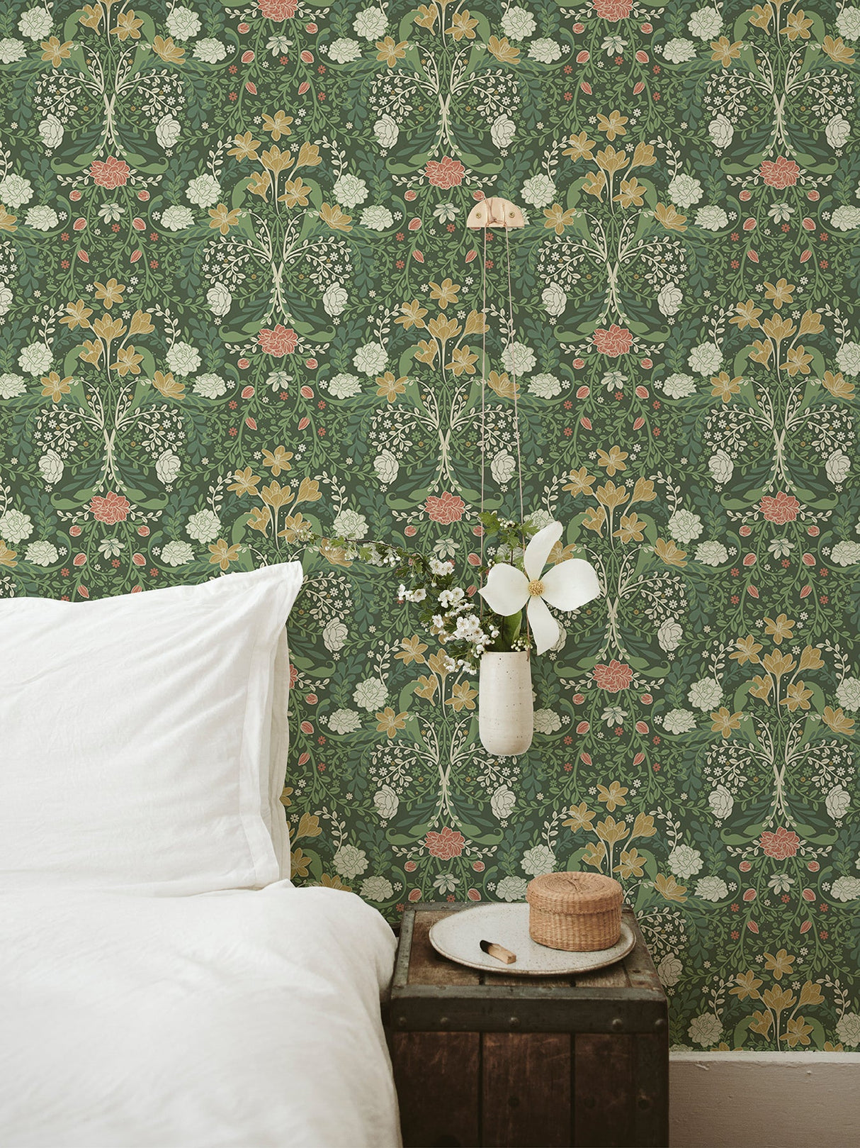 A-Street Prints 2999-24102 Froso Green Garden Damask Wallpaper