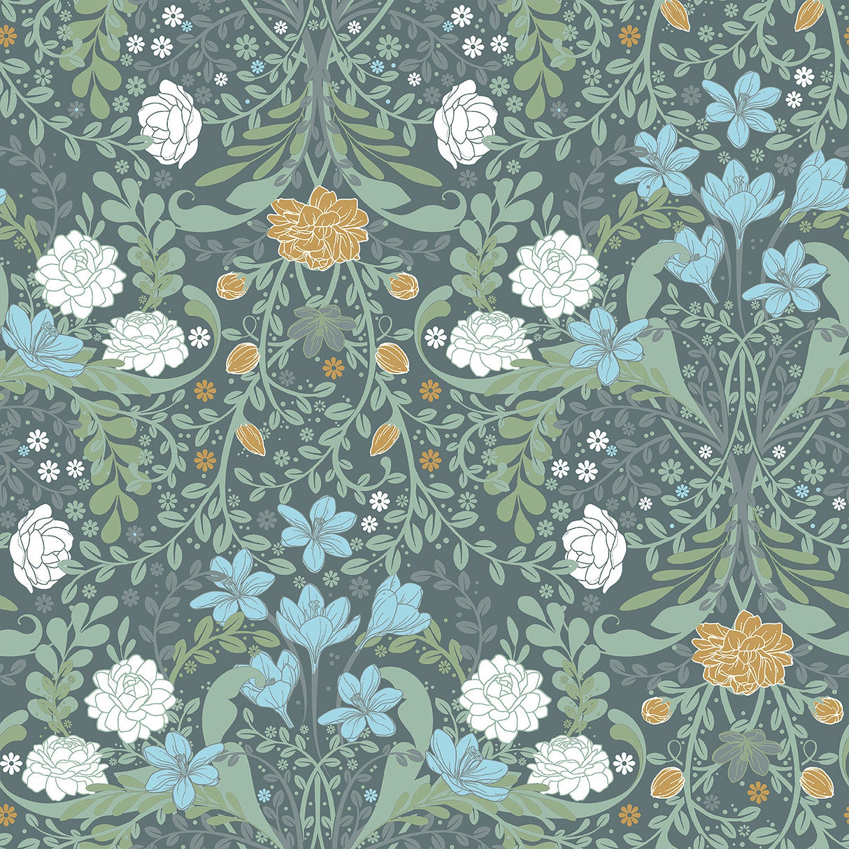 A-Street Prints 2999-24106 Froso Turquoise Garden Damask Wallpaper