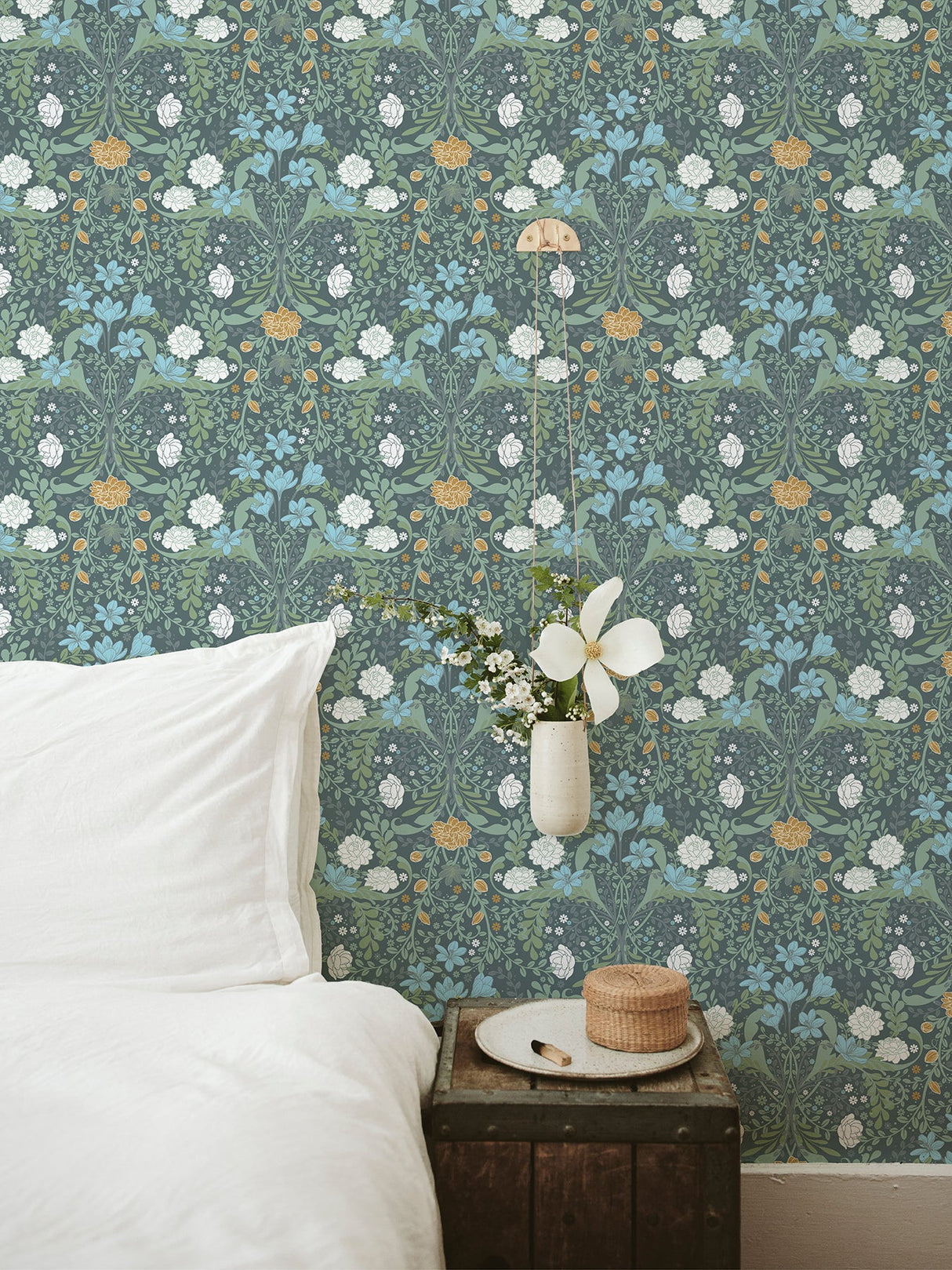 A-Street Prints 2999-24106 Froso Turquoise Garden Damask Wallpaper