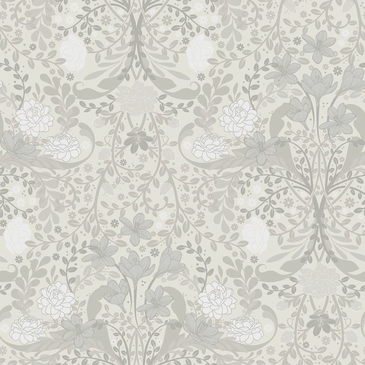 A-Street Prints 2999-24107 Froso Light Grey Garden Damask Wallpaper