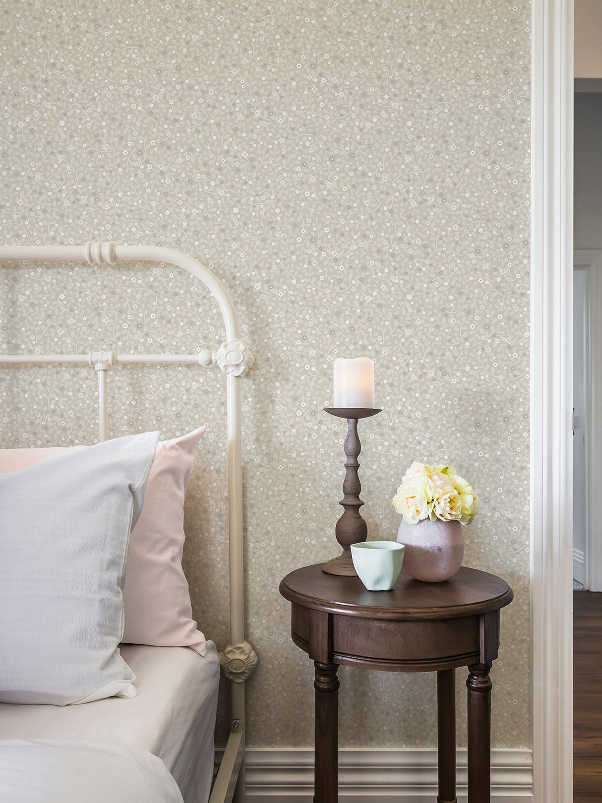 A-Street Prints 2999-24126 Hummelvik Light Grey Daisy Trail Wallpaper