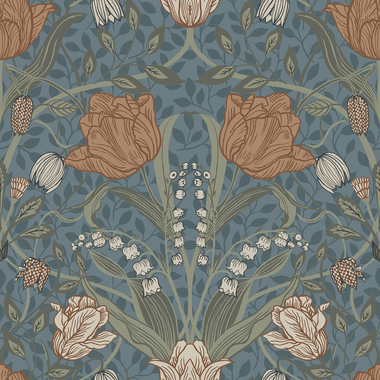 A-Street Prints 2999-33009 Filippa Blue Tulip Wallpaper