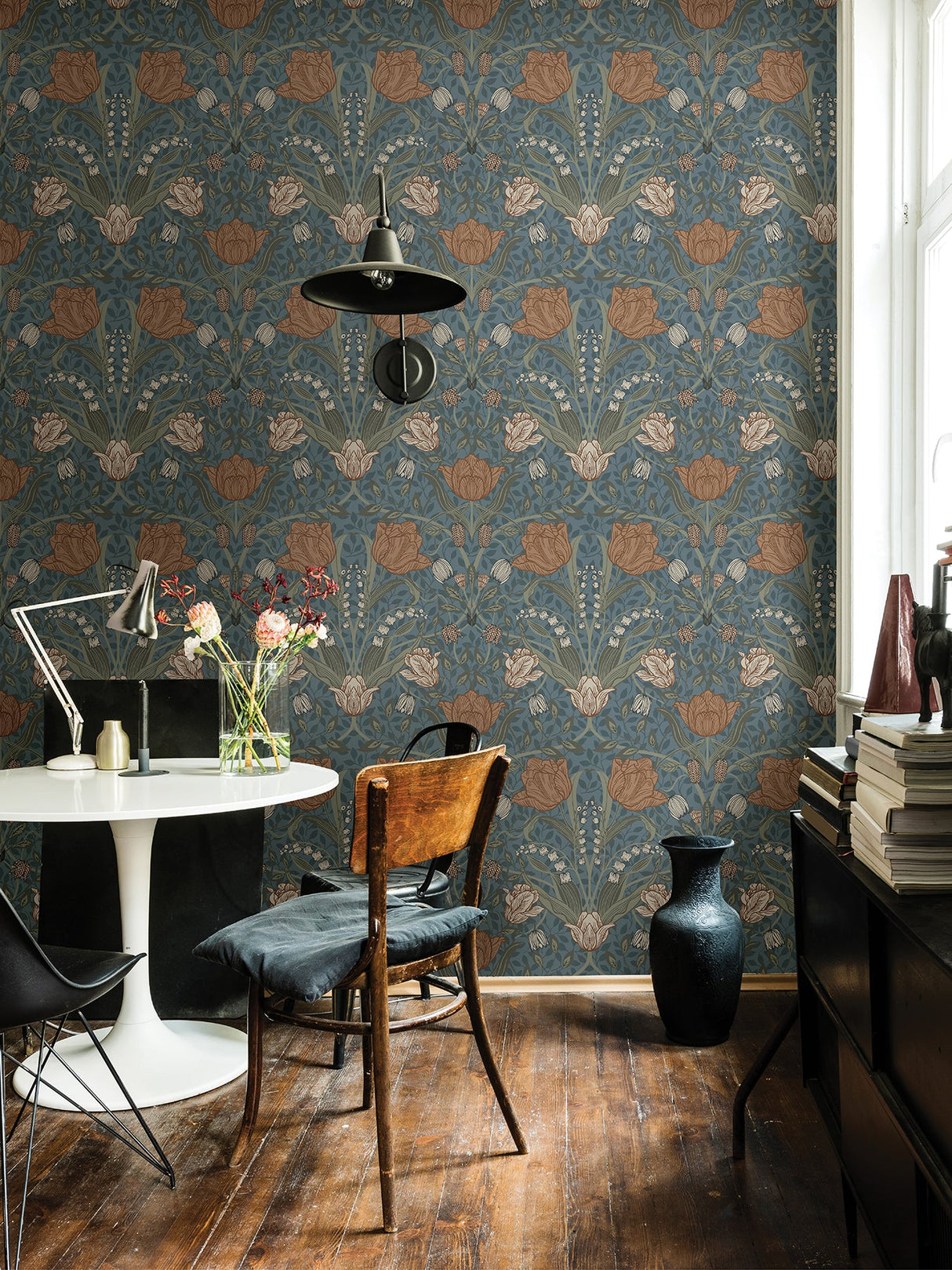 A-Street Prints 2999-33009 Filippa Blue Tulip Wallpaper