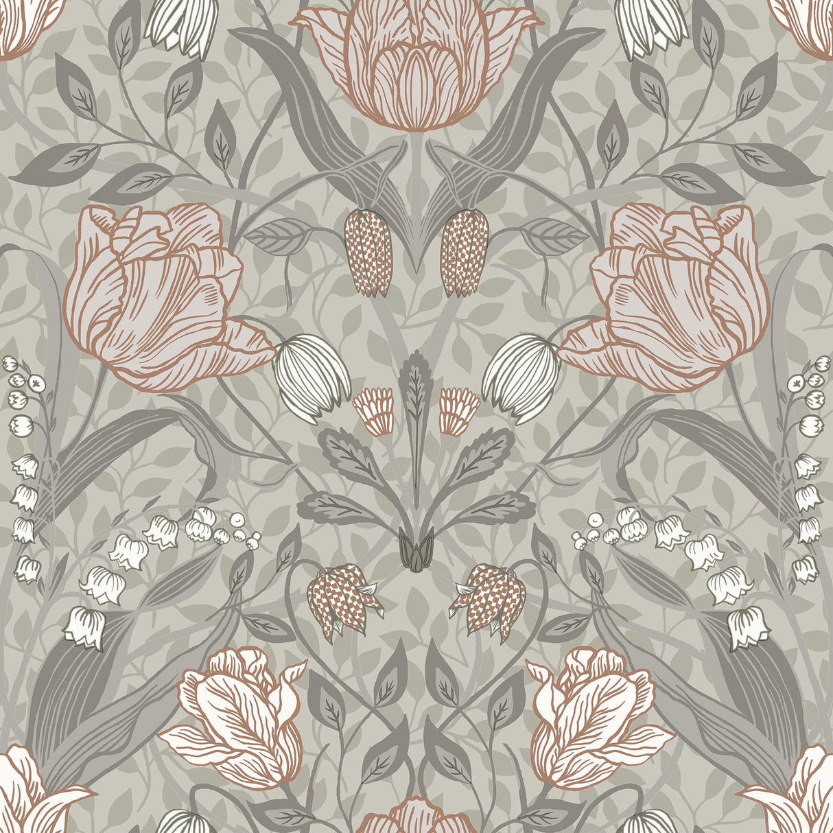 A-Street Prints 2999-44105 Filippa Grey Tulip Wallpaper