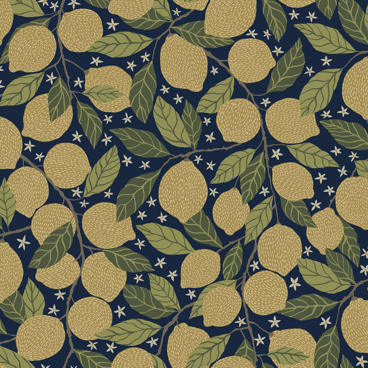 A-Street Prints 2999-44118 Lemona Navy Fruit Tree Wallpaper