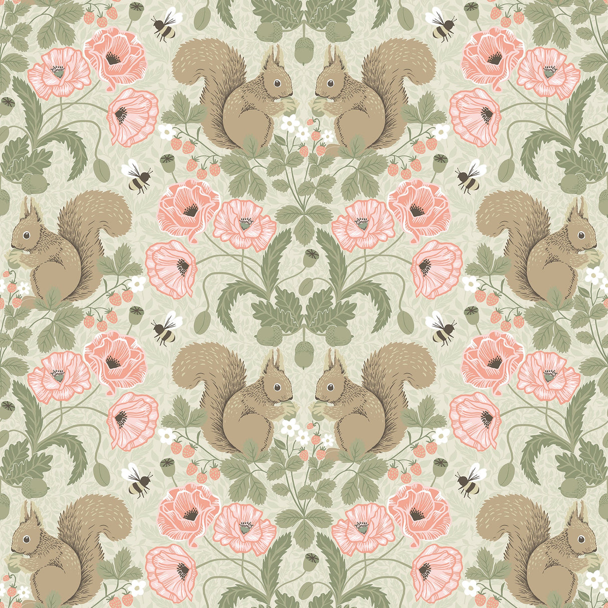 A-Street Prints 2999-44120 Kurre Pink Woodland Damask Wallpaper