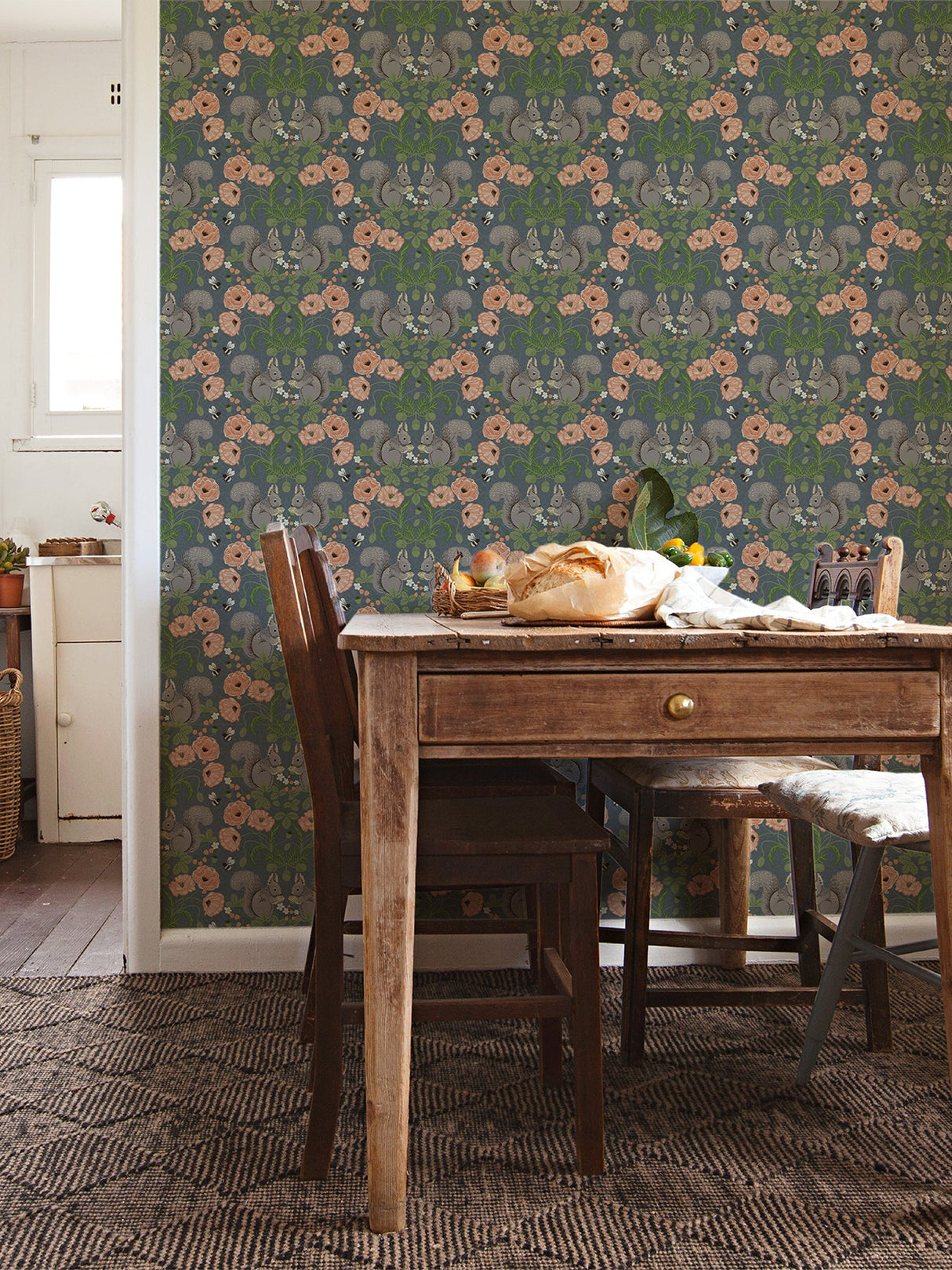 A-Street Prints 2999-44122 Kurre Blue Woodland Damask Wallpaper