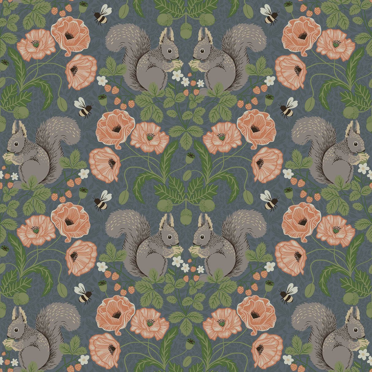 A-Street Prints 2999-44122 Kurre Blue Woodland Damask Wallpaper