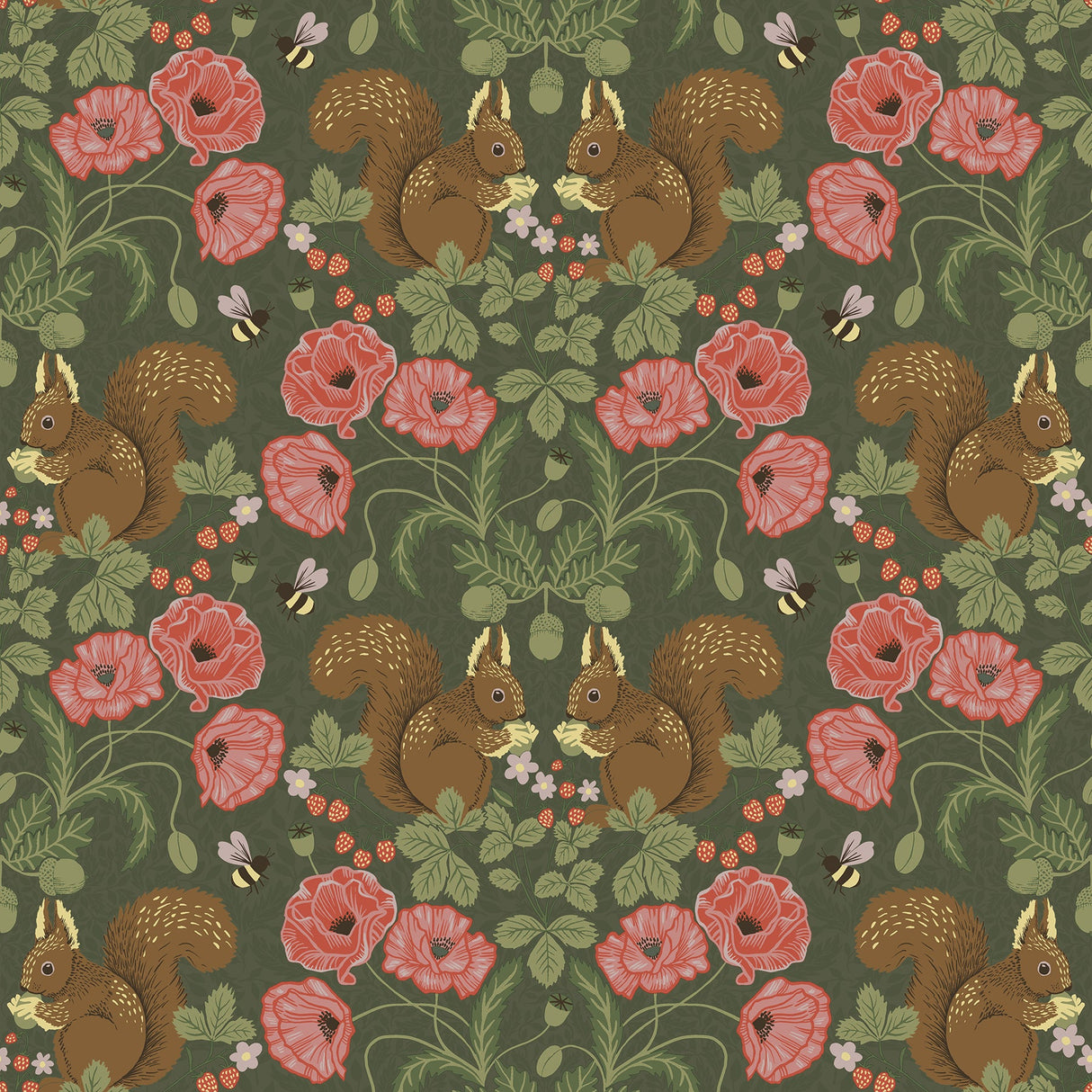 A-Street Prints 2999-44124 Kurre Dark Green Woodland Damask Wallpaper