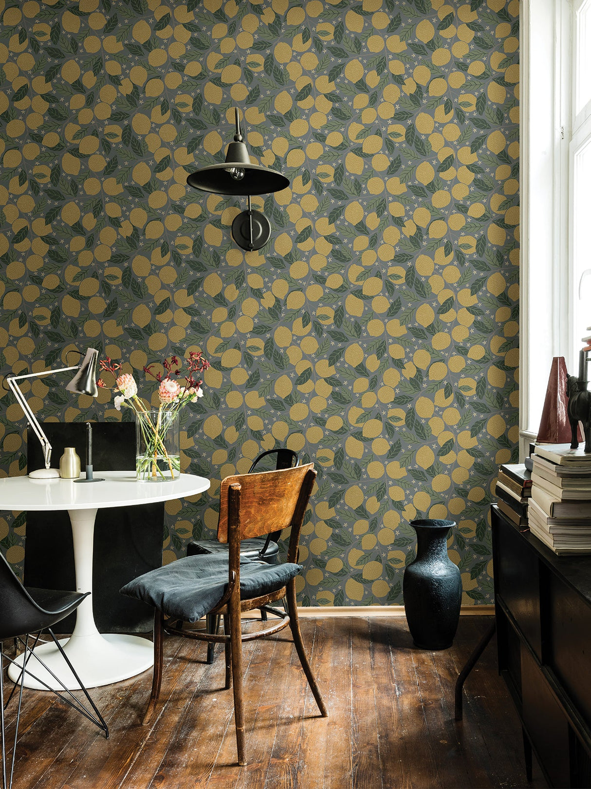 A-Street Prints 2999-44132 Lemona Blue Fruit Tree Wallpaper