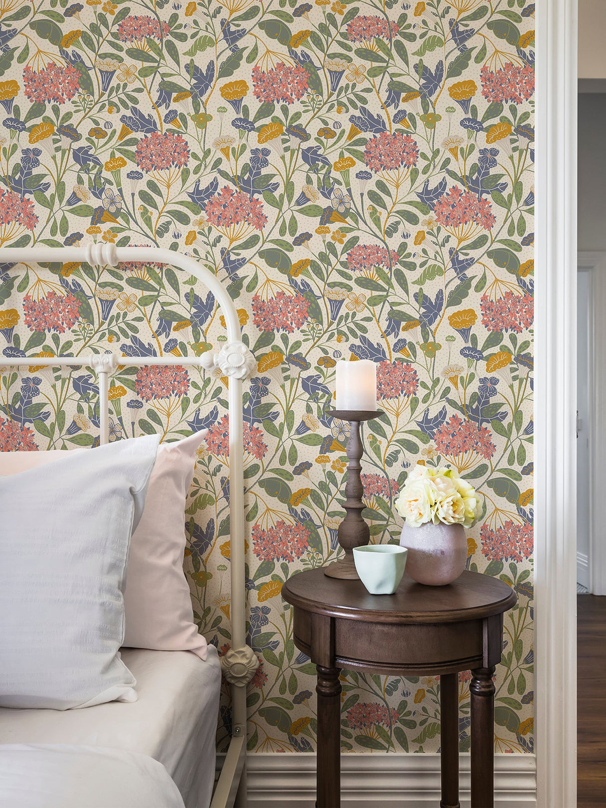 A-Street Prints 2999-55021 Hybbe Multicolor Hydrangea Garden Wallpaper