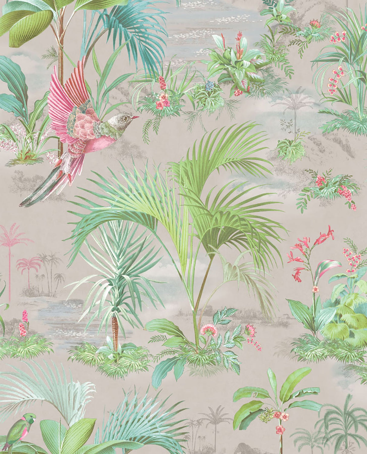 Eijffinger 300142 Calliope Grey Palm Scenes Wallpaper
