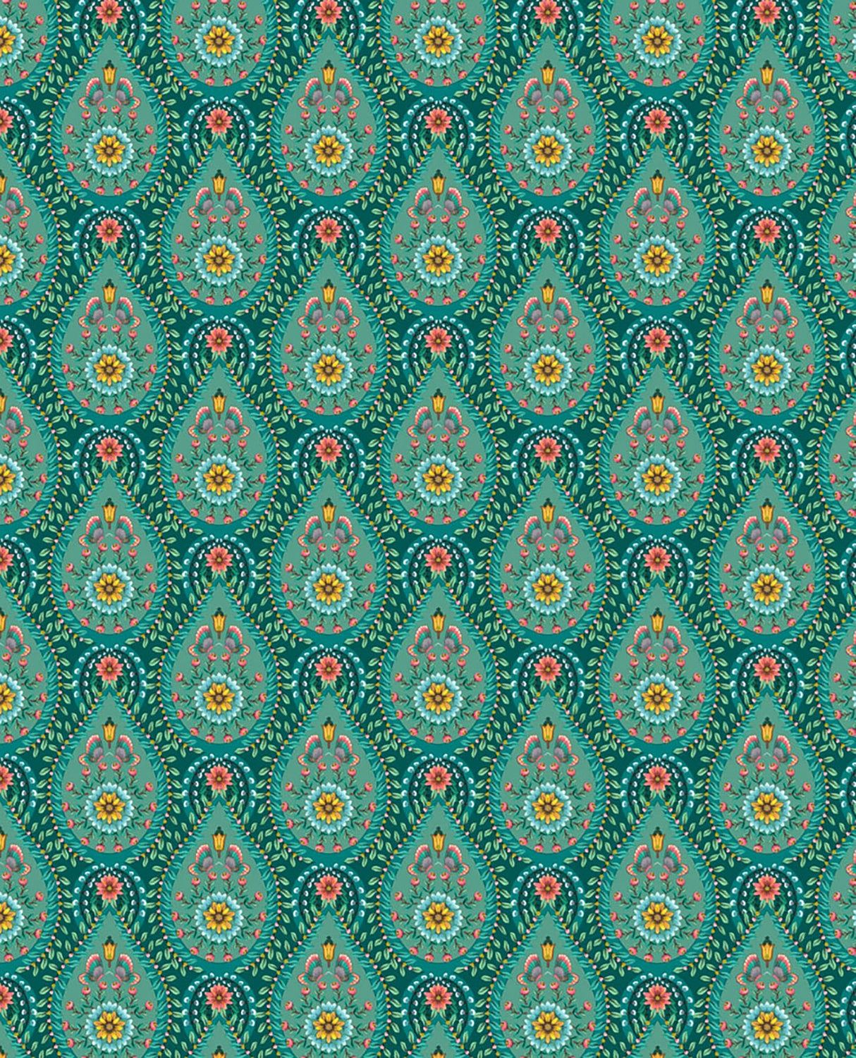 Eijffinger 300152 Garden Party Teal Raindrops Wallpaper