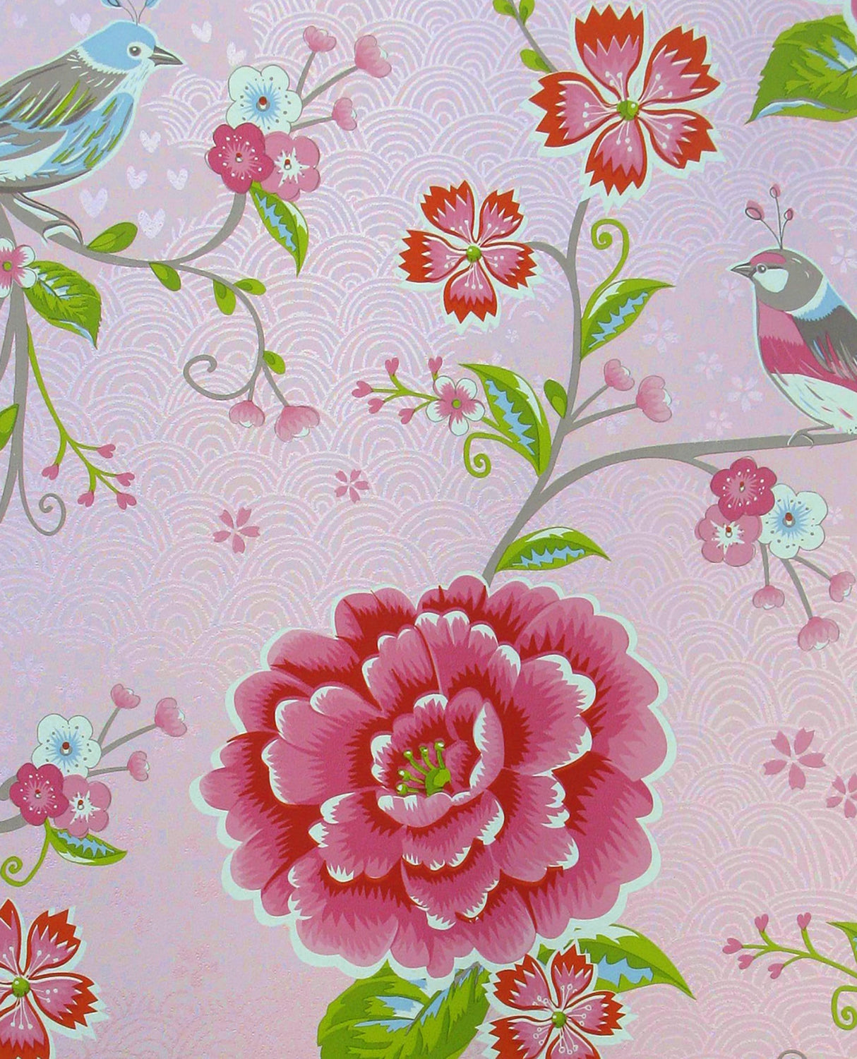 Eijffinger 300160 Yuma Light Pink Birds in Paradise Wallpaper