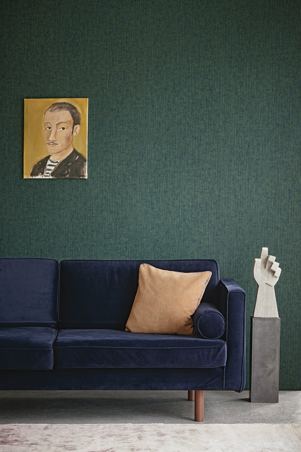 Eijffinger 307321 Leonardo Teal Flock Stripe Wallpaper