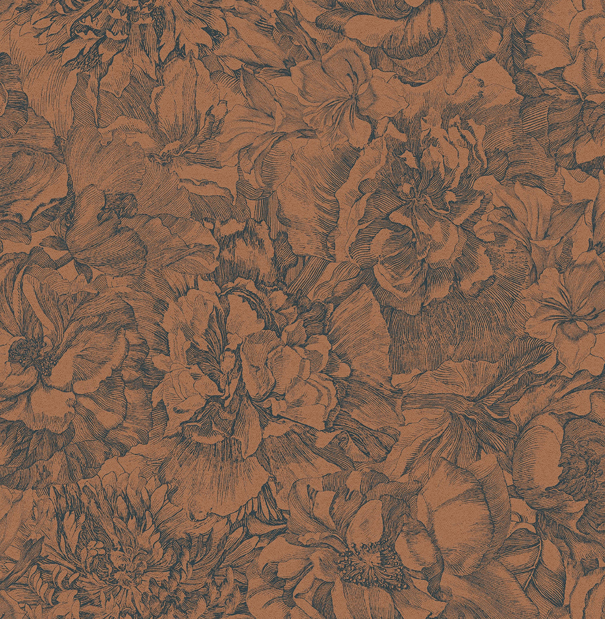 Eijffinger 307344 Auguste Copper Floral Wallpaper