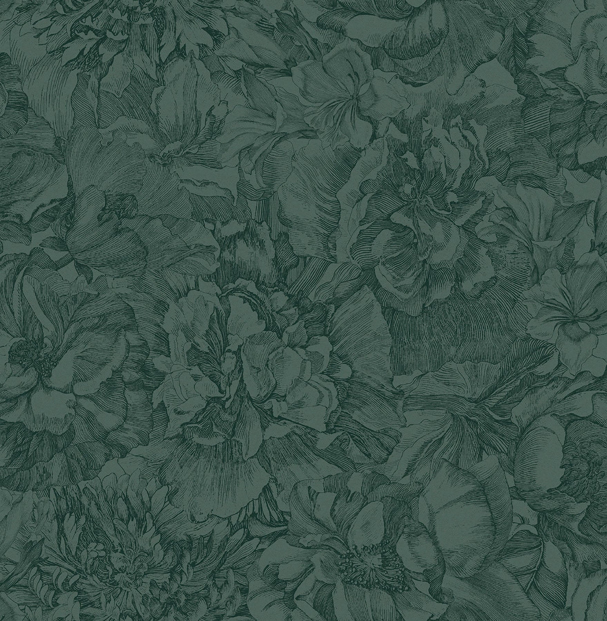 Eijffinger 307345 Auguste Dark Green Floral Wallpaper
