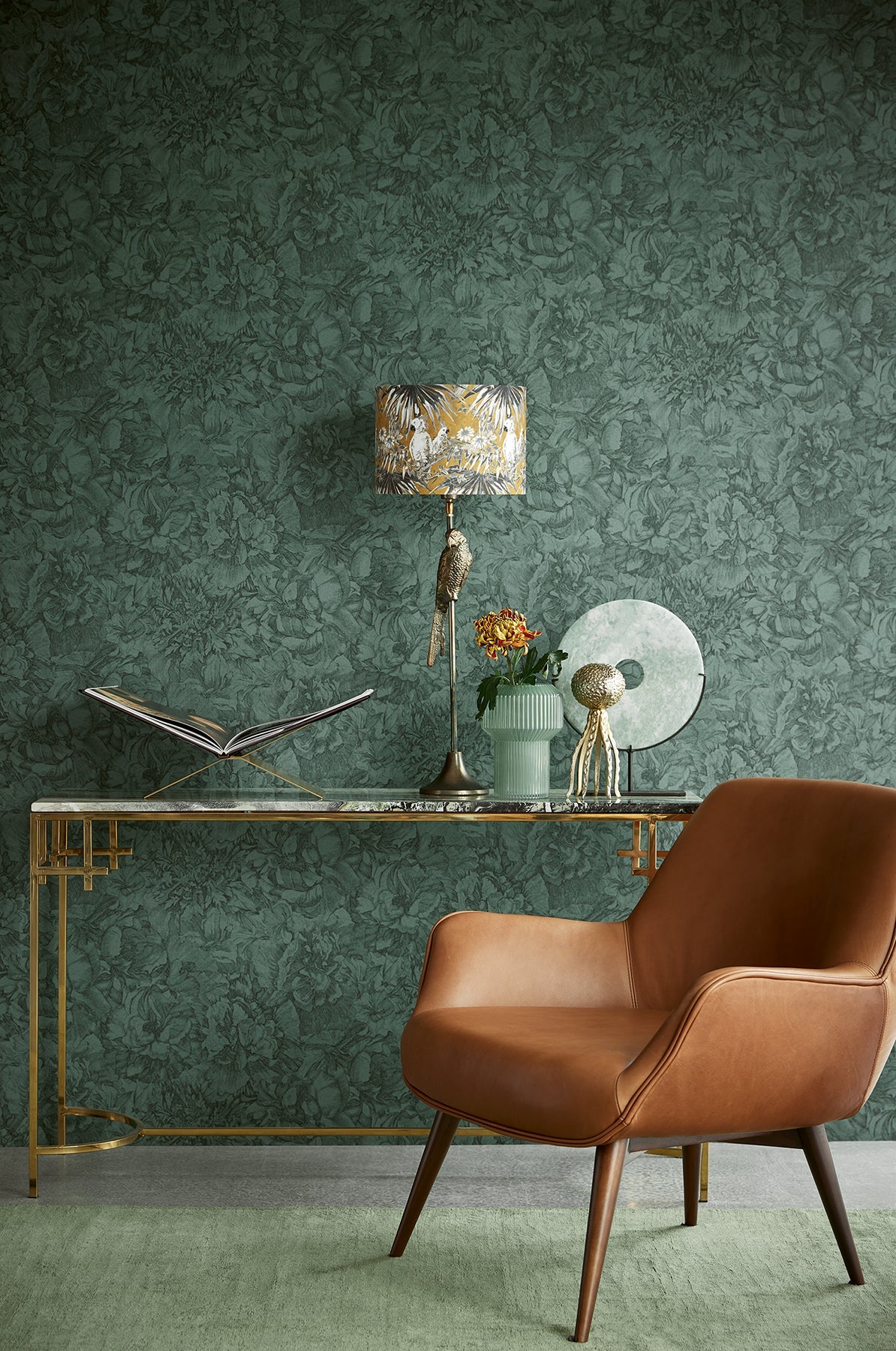 Eijffinger 307345 Auguste Dark Green Floral Wallpaper