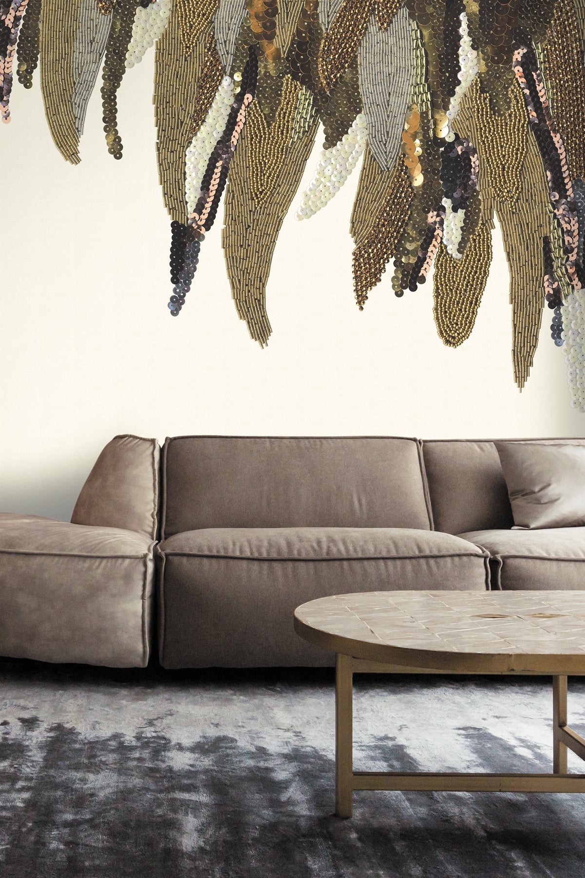 Eijffinger 307409 Left Fancy Feather Cream Wall Mural