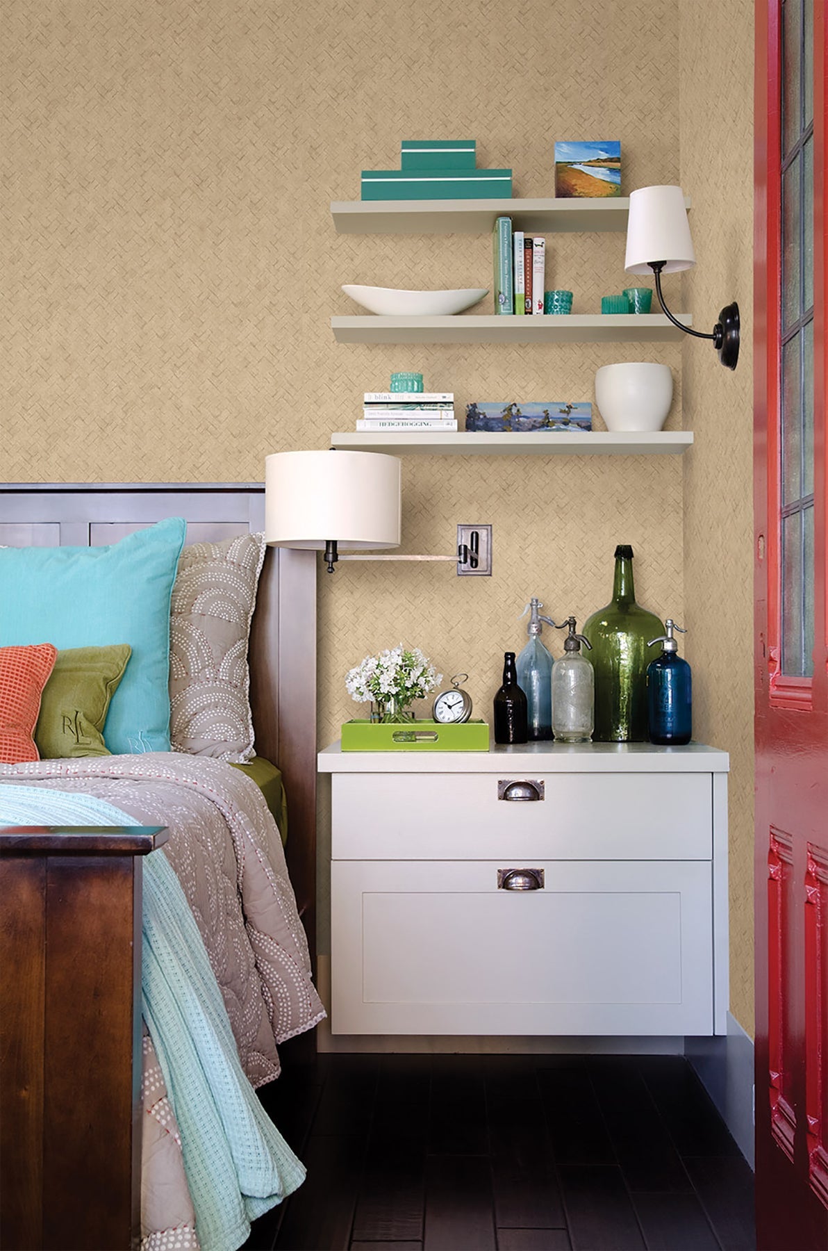 Warner Textures 3097-11 Texture Wheat Basketweave Wallpaper