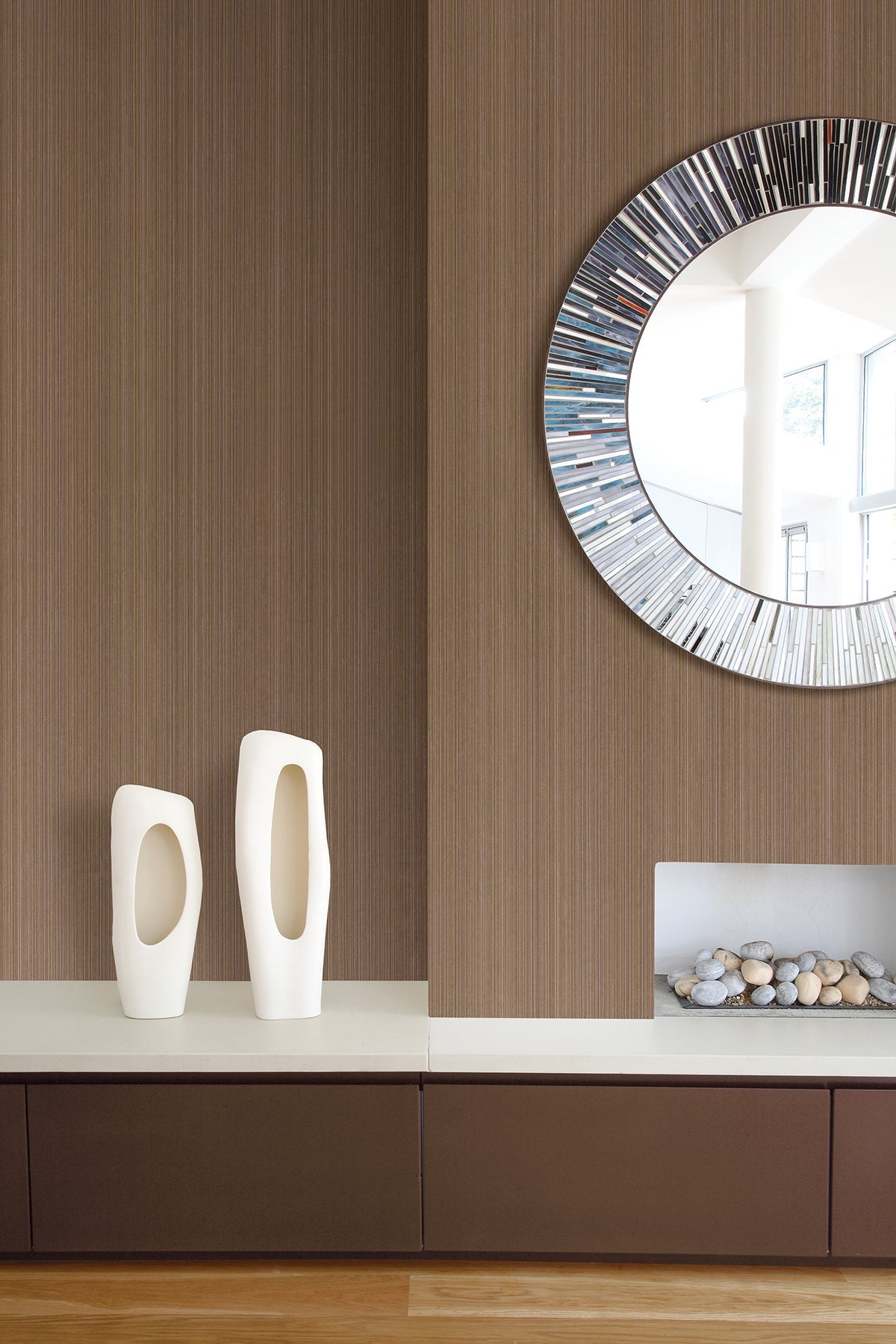 Warner Textures 3097-70 Texture Brown Stria Wallpaper