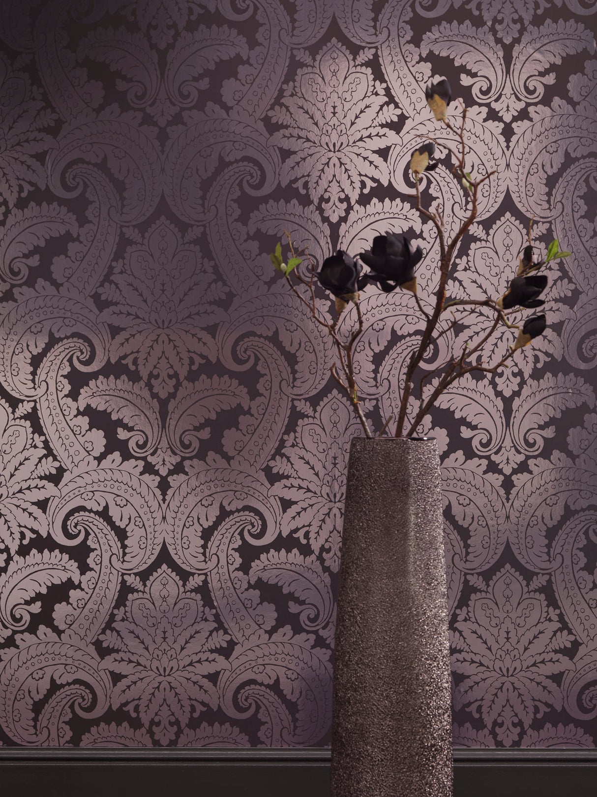 Eijffinger 310803 Mauve Foil Damask Wallpaper