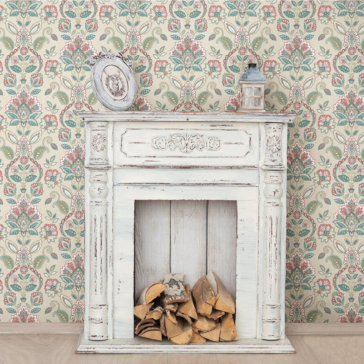 Chesapeake 3112-002733 Rayleigh Coral Floral Damask Wallpaper