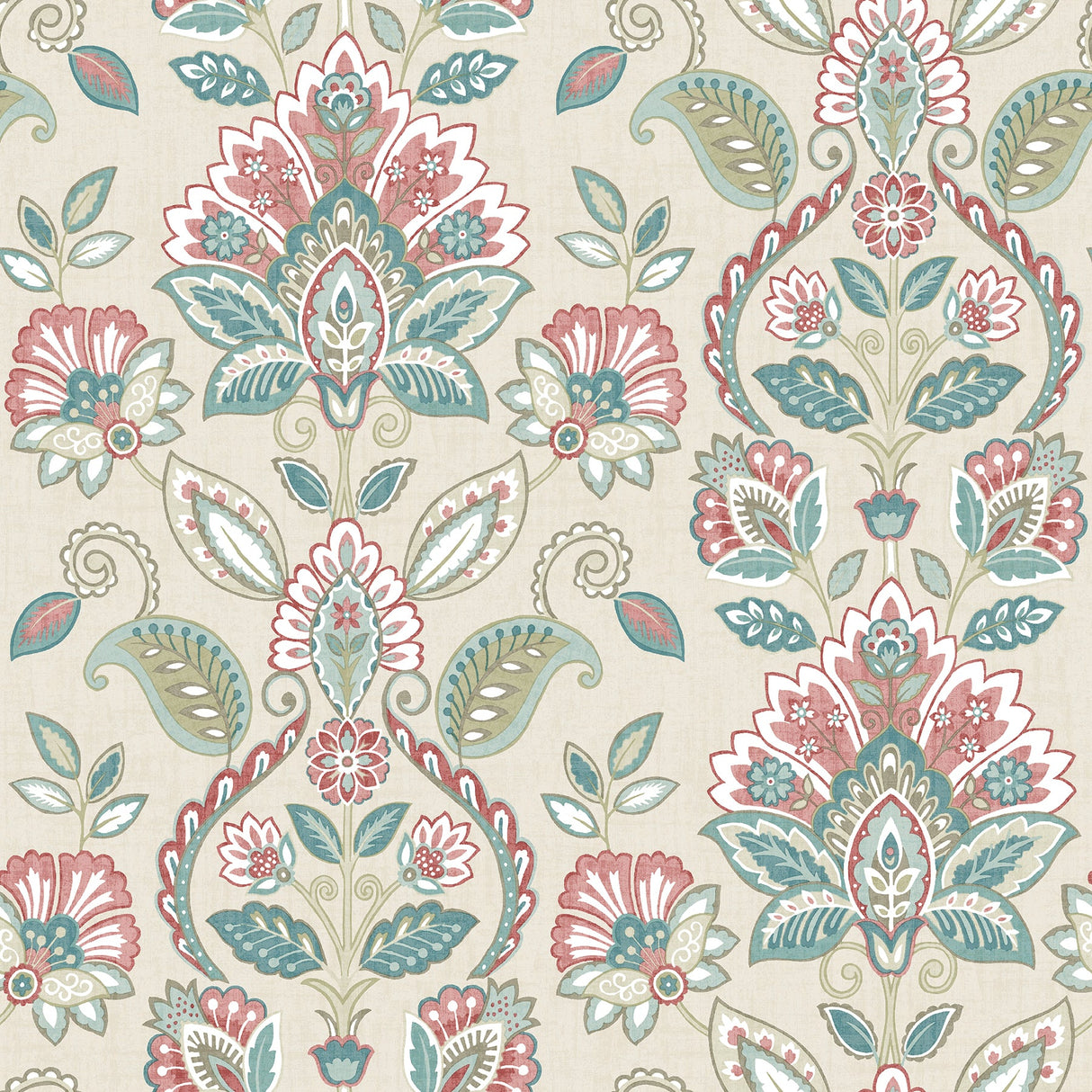 Chesapeake 3112-002733 Rayleigh Coral Floral Damask Wallpaper