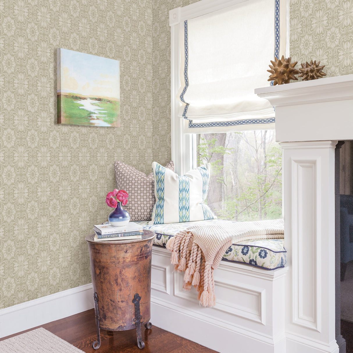 Chesapeake 3112-002749 Hessle Taupe Floral Wallpaper