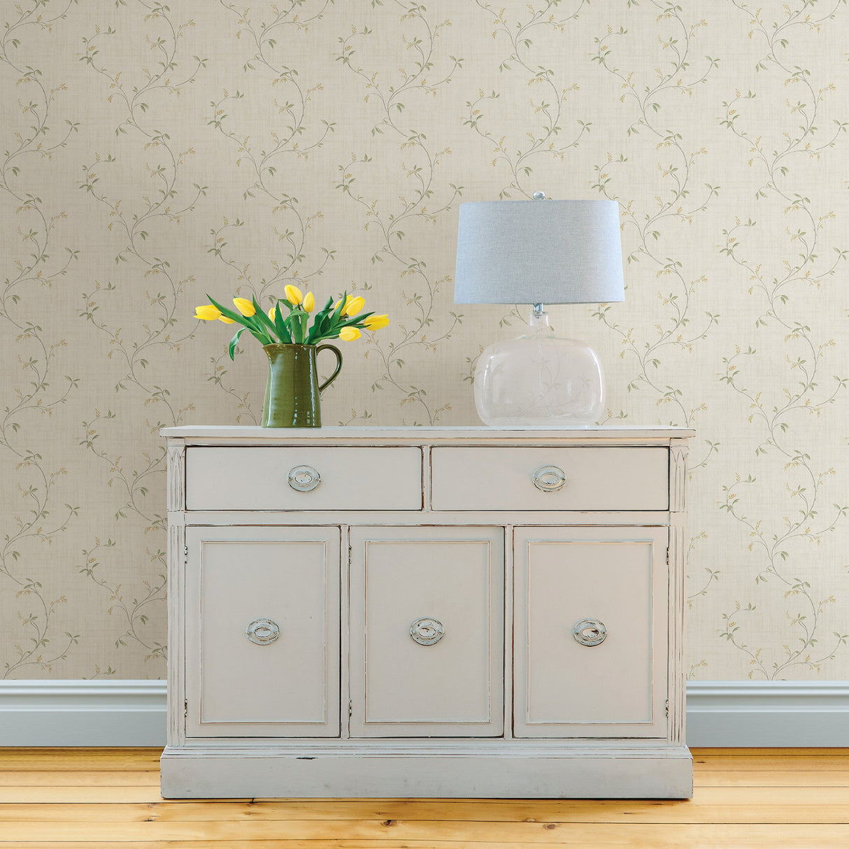 Chesapeake 3112-002756 Madeley Grey Floral Scroll Wallpaper