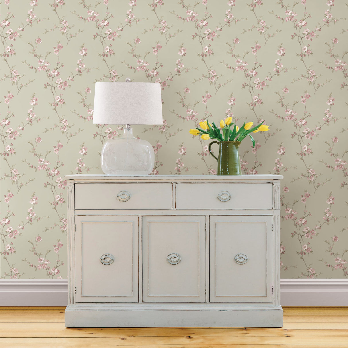 Chesapeake 3112-002772 Cherry Blossom Pink Trail Wallpaper