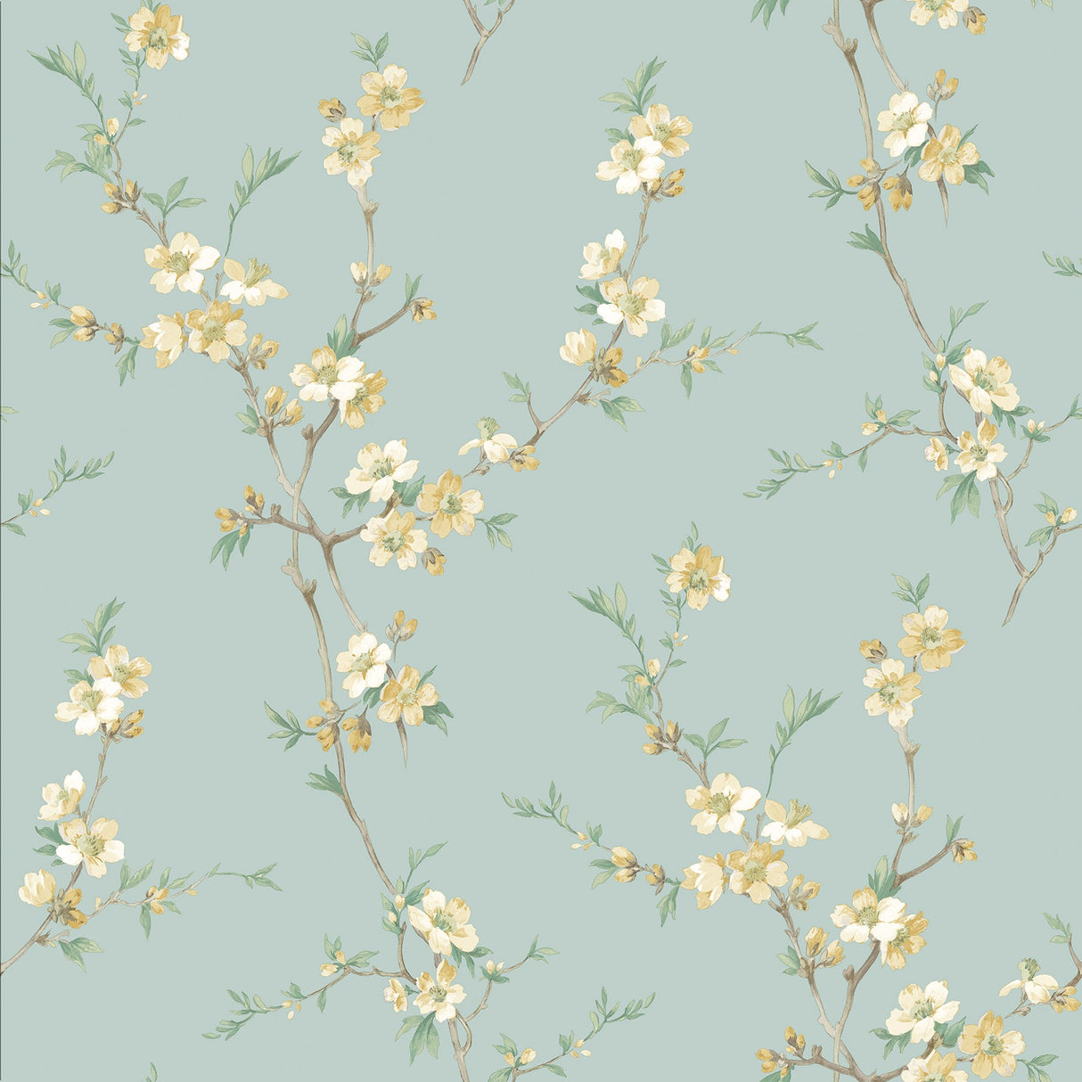 Chesapeake 3112-002773 Cherry Blossom Light Green Trail Wallpaper