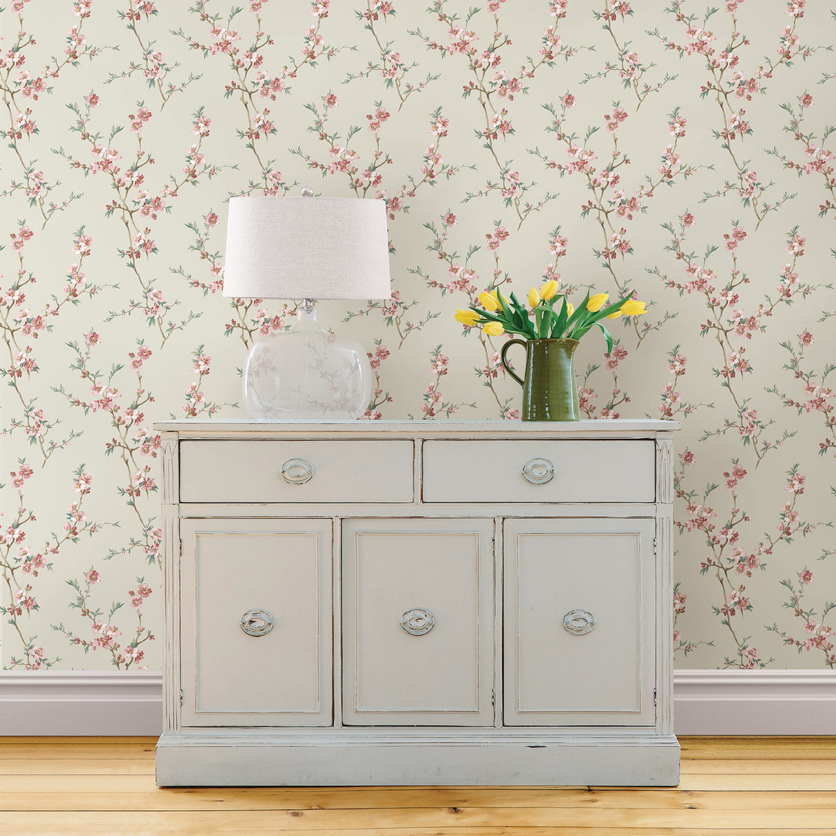 Chesapeake 3112-002774 Cherry Blossom Sage Trail Wallpaper
