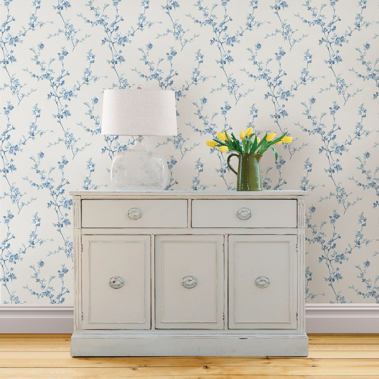 Chesapeake 3112-002775 Cherry Blossom Light Blue Trail Wallpaper