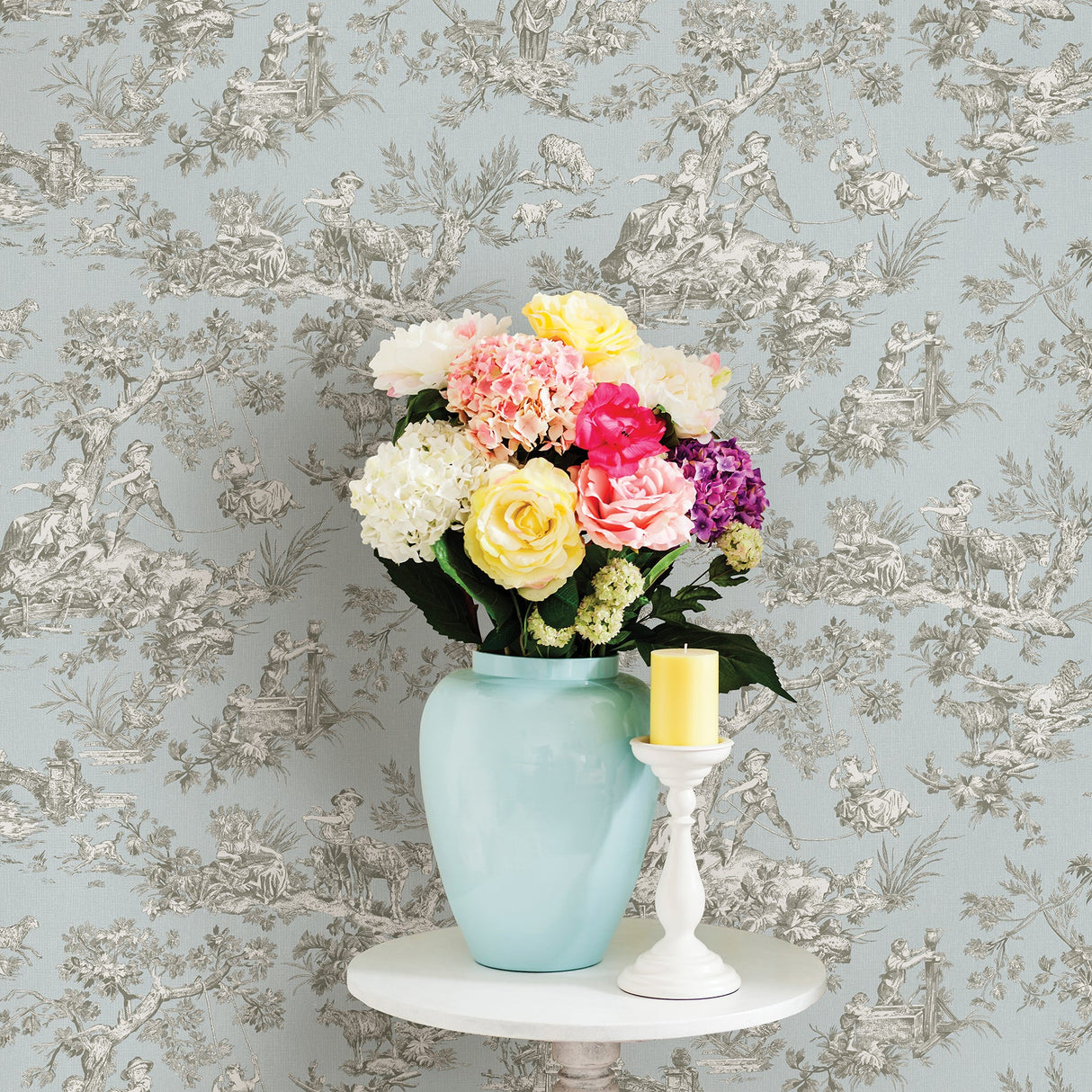 Chesapeake 3112-002776 Whitney Light Blue Toile Wallpaper