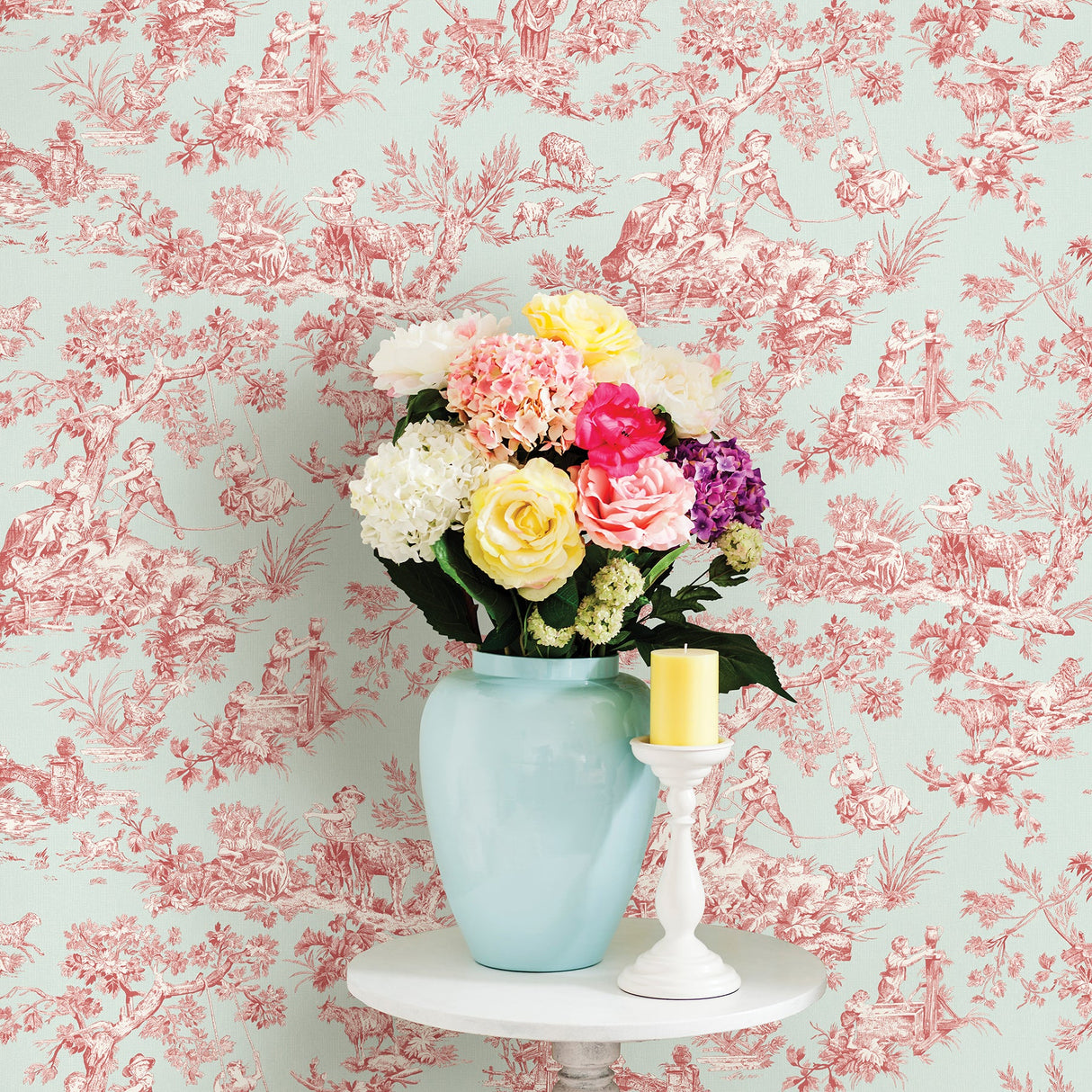 Chesapeake 3112-002777 Whitney Turquoise Toile Wallpaper