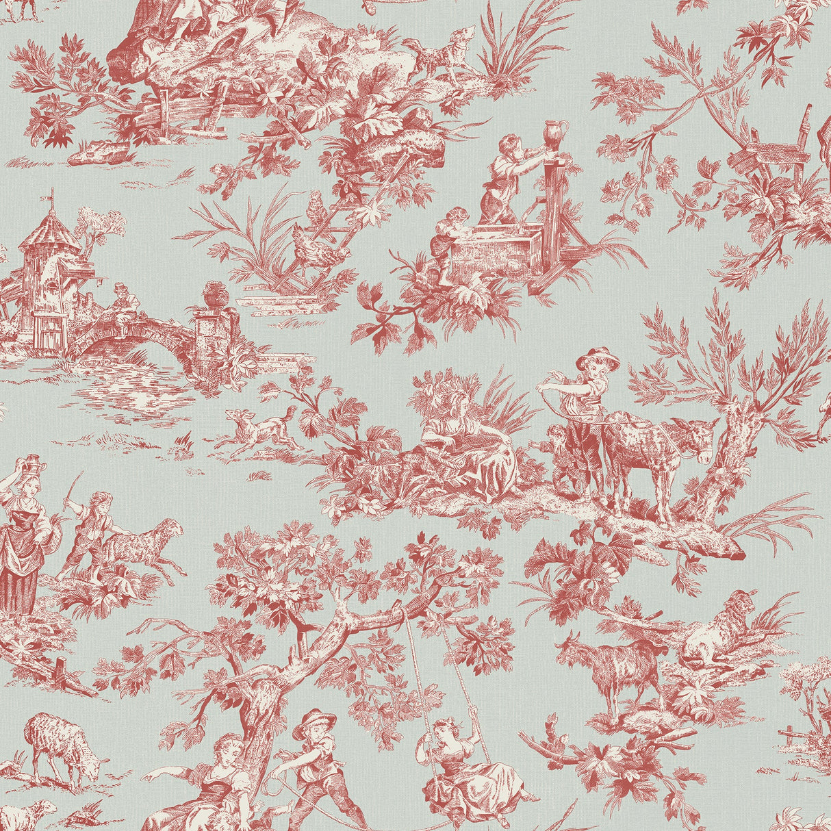 Chesapeake 3112-002777 Whitney Turquoise Toile Wallpaper